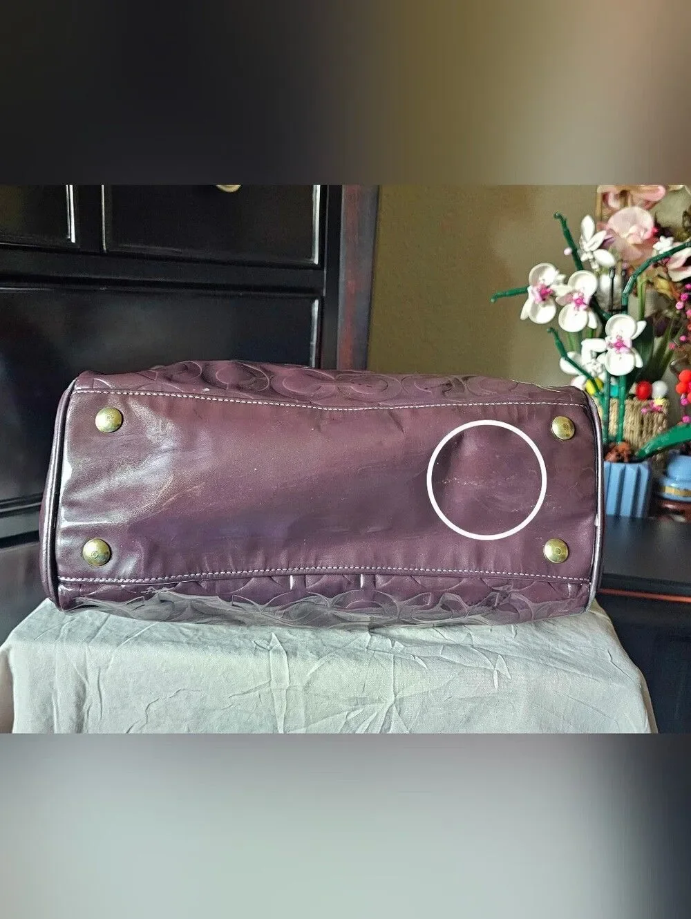 Coach Patent Leather Tote Bag in Dark Brown